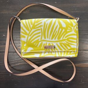 Kate Spade Yellow Leaf Print Crossbody Bag